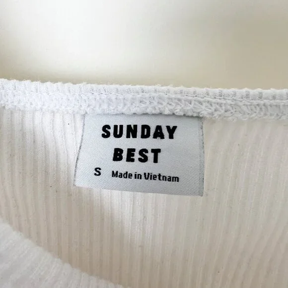 Aritzia Ruffle Strap Knit Firecracker Bodysuit Tank Top Blouse Elevated Basic - Picture 8 of 11